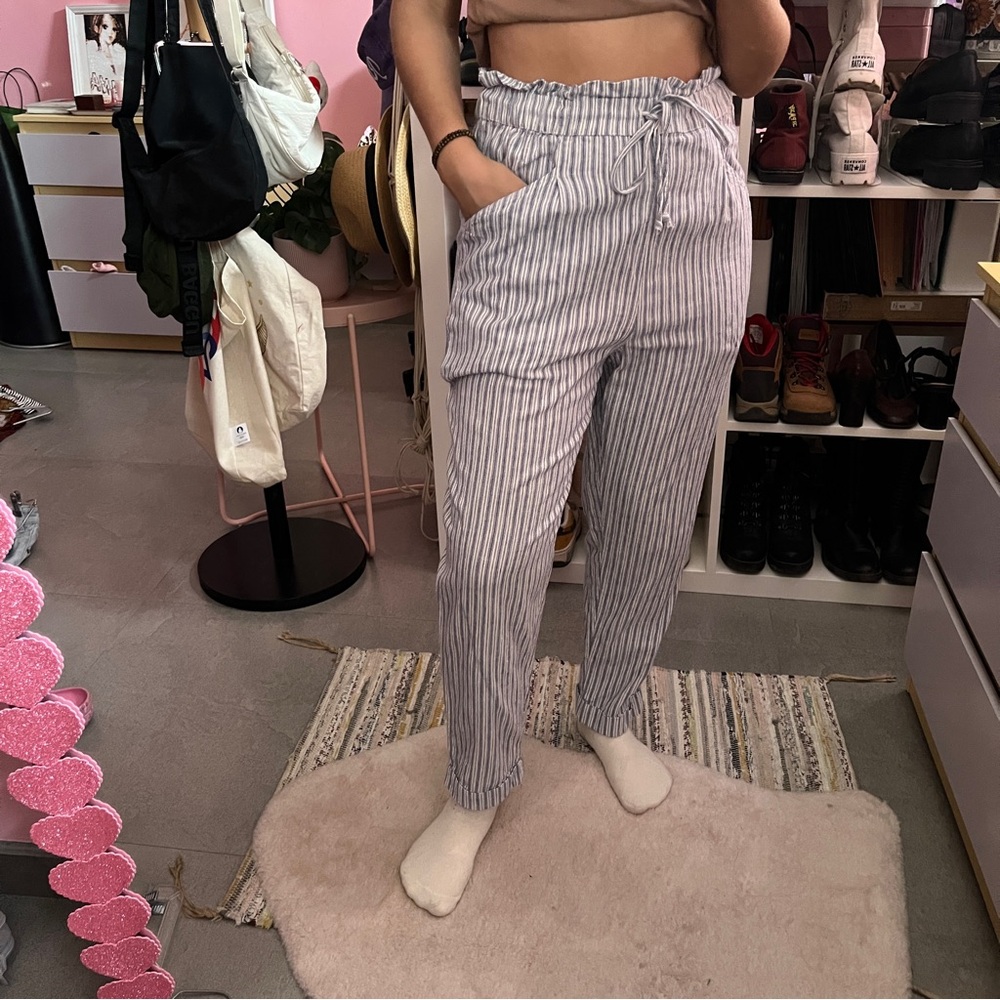 Striped High-Waisted Pants